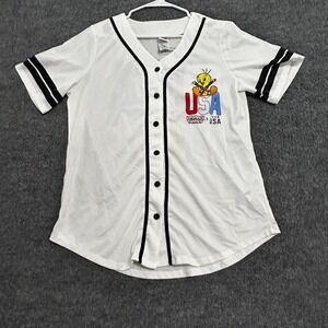 Freeze Looney Tunes Jersey Womens XL Ivory Team USA Tweety Bird Baseball Button